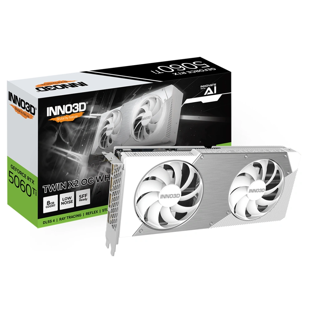 INNO3D Nvidia Graphic Card RTX 5060 Ti 8GB DDR7 Twin X2 OC White Dual Fan view 3